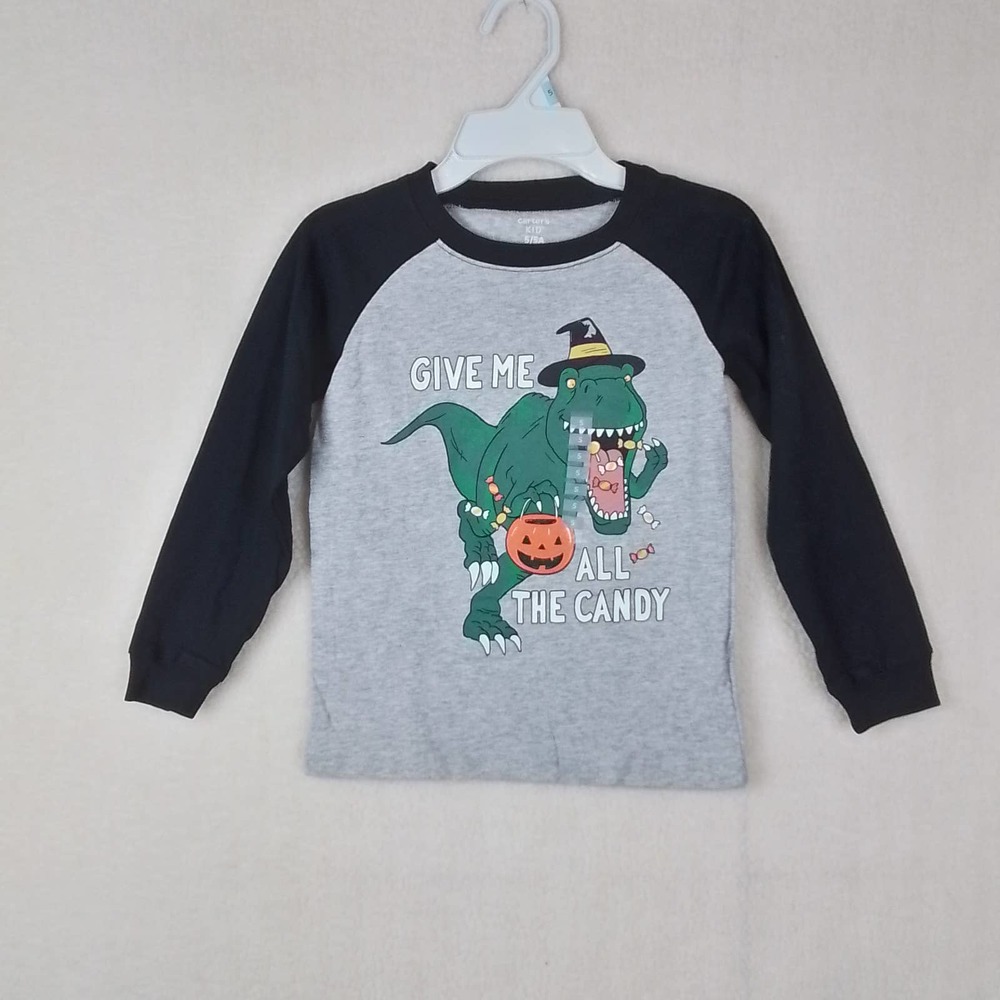 Carter's Long Sleeve Cotton Graphic Raglan Tee Size‎ 5 Halloween Dino
